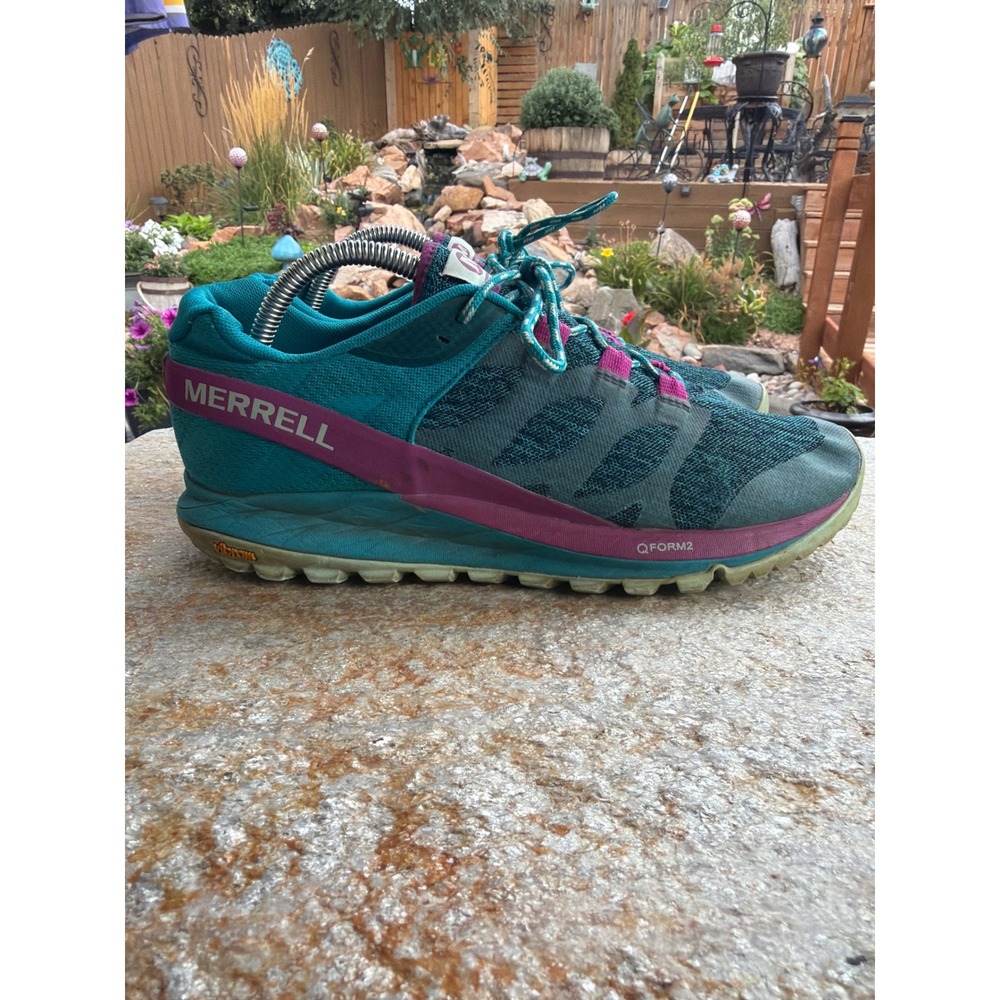 Merrell Antora Womens Trail Running Shoes Teal Purple Vibram J53100 Size 10